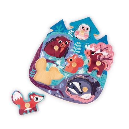 Puzzle Happy Forest 6 pièces : Puzzles en bois premier âge - Janod