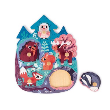 Puzzle Happy Forest 6 pièces : Puzzles en bois premier âge - Janod