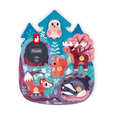 Puzzle Happy Forest 6 pièces : Puzzles en bois premier âge - Janod