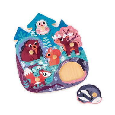 Puzzle Happy Forest 6 pièces : Puzzles en bois premier âge - Janod