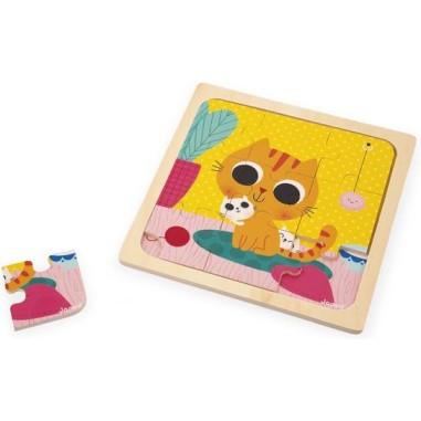 Puzzle bois bébé - Puzzle animaux 9 pièces, enfant 18 mois - Janod