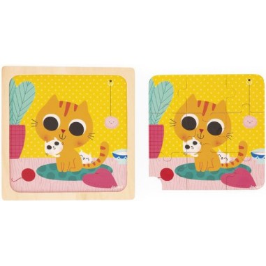 Puzzle bois bébé - Puzzle animaux 9 pièces, enfant 18 mois - Janod