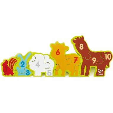 Puzzle Bois Chiffres & Animaux de la Ferme E1628 - Hape