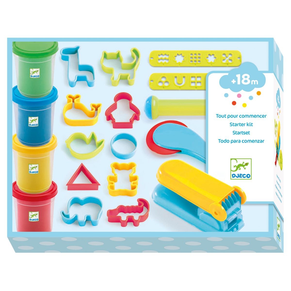 Le matériel des maternelles 4 pots + 21 outils pâte à modeler Djeco