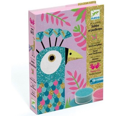 Sables colorés avec paillettes éblouissants oiseaux Djeco
