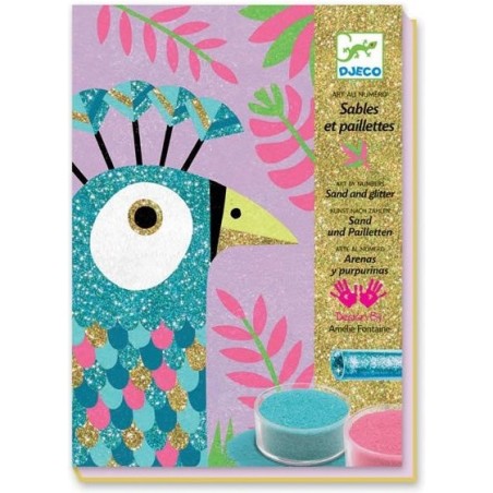 Sables Colorés avec Paillettes Éblouissants Oiseaux - Djeco Sables Colorés avec Paillettes Éblouissants Oiseaux - Djeco