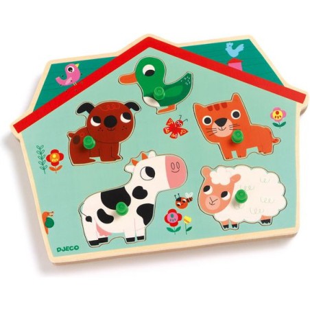 Puzzle sonore animaux de la ferme Ouaf woof - Djeco