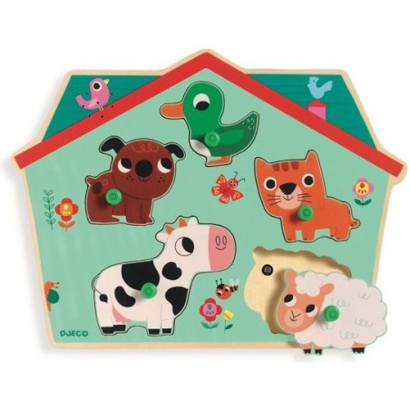 Puzzle sonore animaux de la ferme Ouaf woof - Djeco