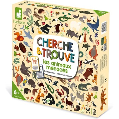 Cherche et trouve Animaux menacés - Jeu de société enfant - Janod