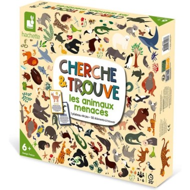 Cherche et trouve Animaux menacés - Jeu de société enfant - Janod