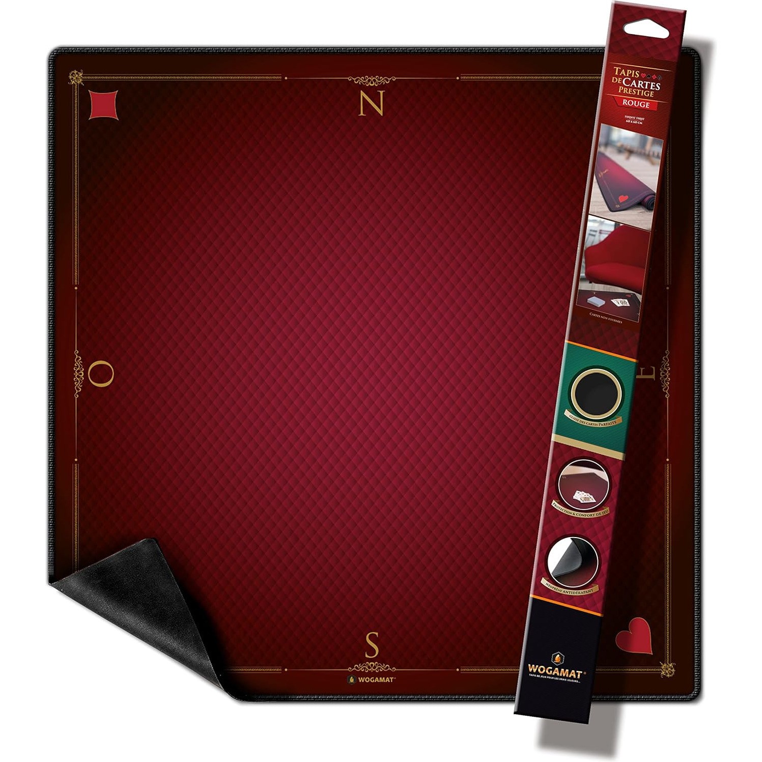 Tapis Cartes Prestige Rouge Format Tarot 60X60 Cm Wogamat