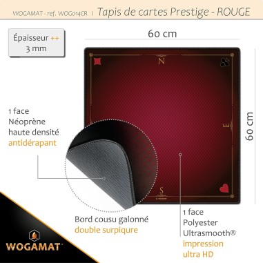 Tapis Cartes Prestige Rouge 60x60 cm - Accessoires - Wogamat