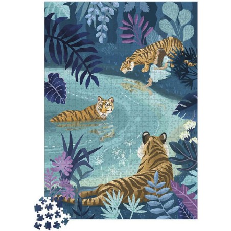 Puzzle 1000 pièces Tigres au Clair de Lune Dès 9 ans - Janod