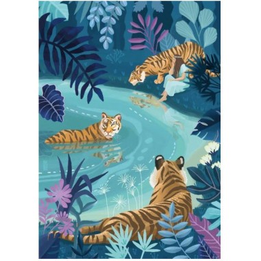 Puzzle 1000 pièces Tigres au Clair de Lune Dès 9 ans - Janod