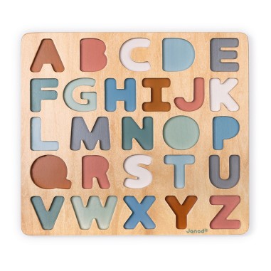 Puzzle alphabet bois - Puzzle lettres pour enfant dès 2 ans - Janod