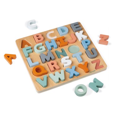 Puzzle alphabet bois - Puzzle lettres pour enfant dès 2 ans - Janod