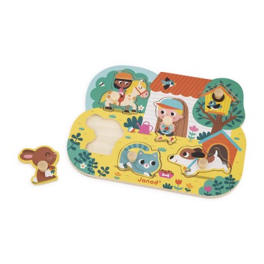 Puzzle en bois pour bébé animaux - Jeu d'éveil enfant 18 mois - Janod