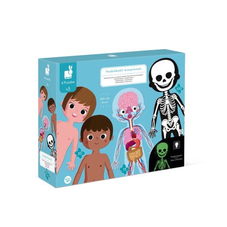 Puzzle corps humain - 4 Puzzles éducatifs géants dès 4 ans - Janod