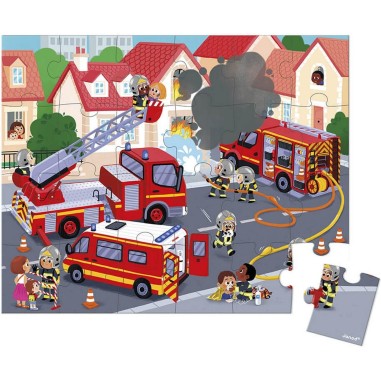 Puzzle Pompiers - 24 pcs - Un jeu - Janod