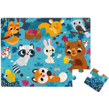 Puzzle tactile - Puzzle les animaux de la forêt carton 20 pièces - Janod