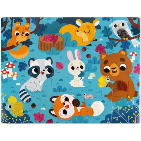 Puzzle tactile - Puzzle les animaux de la forêt carton 20 pièces - Janod
