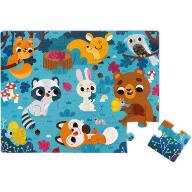 Puzzle tactile - Puzzle les animaux de la forêt carton 20 pièces - Janod