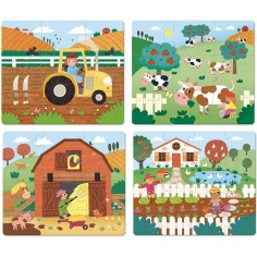 4 Puzzles evolutifs ferme en bois - Des 2 ans - Vilac