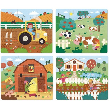 4 Puzzles evolutifs ferme en bois - Des 2 ans - Vilac
