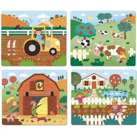 4 Puzzles evolutifs ferme en bois - Des 2 ans - Vilac