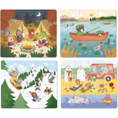 4 Puzzles evolutifs vacances en bois - Des 2 ans - Vilac