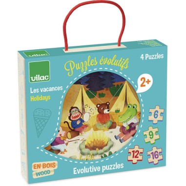 4 Puzzles evolutifs vacances en bois - Des 2 ans - Vilac