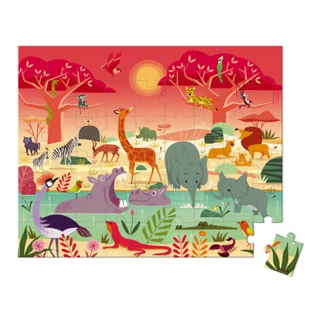 Puzzle La Réserve Animalière 54 pièces : Puzzles 50 à 149 pièces - Janod