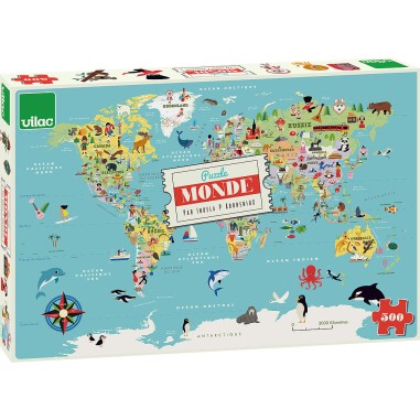 Puzzle carte du monde Ingela P. Arrhenius - Puzzle éducatif - Vilac
