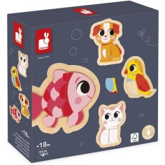 Puzzles bois bébé - Set 3 puzzles animaux, enfant 18 mois - Janod