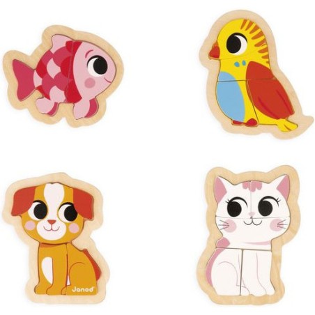Puzzles bois bébé - Set 3 puzzles animaux, enfant 18 mois - Janod