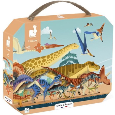 Puzzle dinosaure - éducatif dino, 100 pièces, enfant 6 ans - Janod