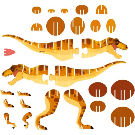 Puzzle dinosaure 3D -rex, pour enfant dès 5 ans - Janod Puzzle dinosaure 3D -rex, pour enfant dès 5 ans - Janod
