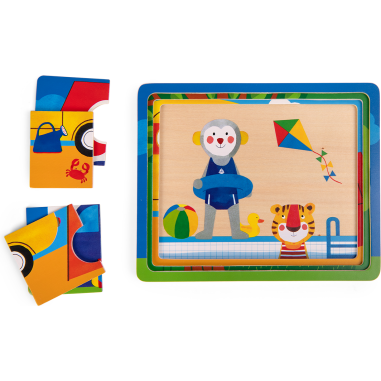 Puzzle 3 niveaux Les Popipop - Moulin Roty