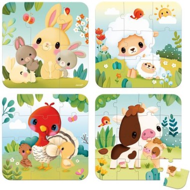 Puzzle animaux de la ferme, 6 à 16 pièces pour enfant 2 ans - Janod