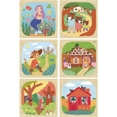 Cubes en bois Les Contes - Un jeu - Vilac