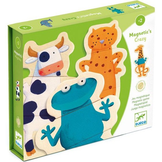 Jeu magnétique bois crazy animaux tableau et magnets Djeco