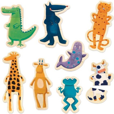 Jeu magnétique bois crazy animaux - tableau et magnets - Djeco