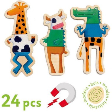 Jeu magnétique bois crazy animaux - tableau et magnets - Djeco