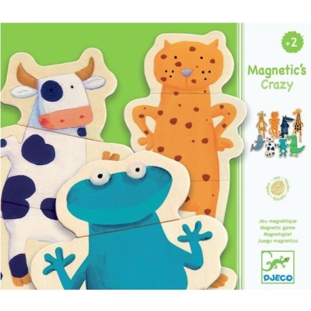 Jeu magnétique bois crazy animaux - tableau et magnets - Djeco