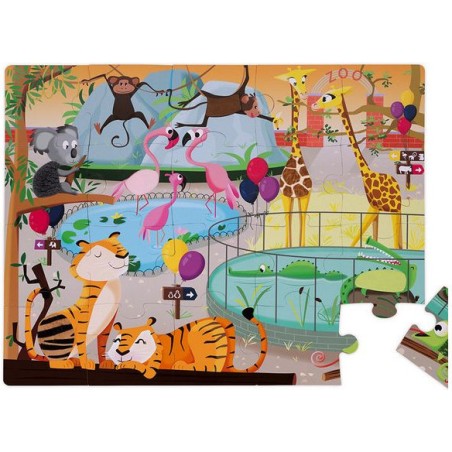 Puzzle tactile - Puzzle Journée au Zoo pour enfant dès 2 ans - Janod