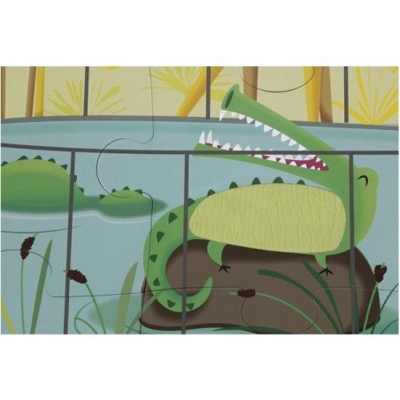 Puzzle tactile - Puzzle Journée au Zoo pour enfant dès 2 ans - Janod