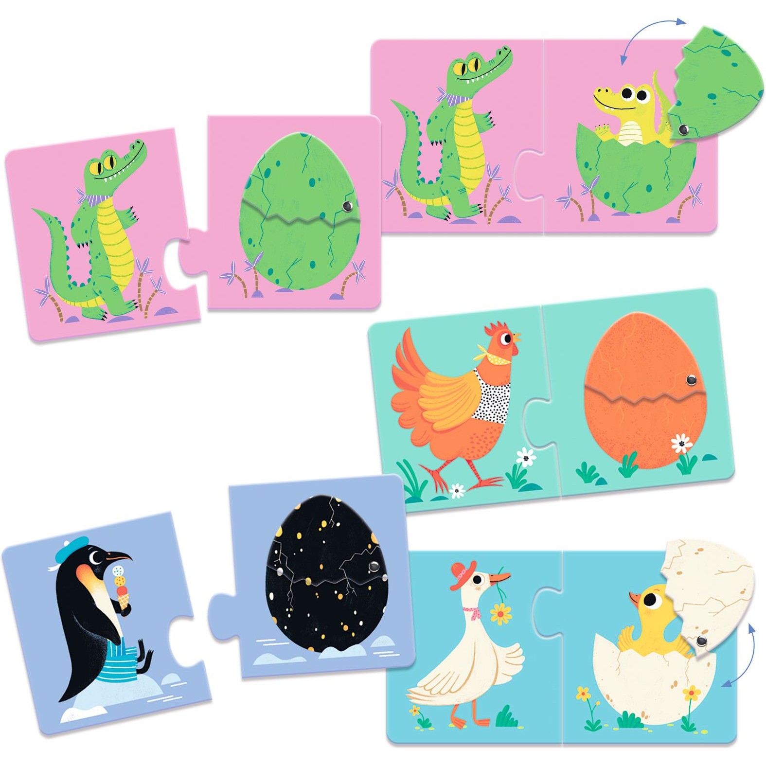 Puzzle Duo articulo Les oeufs rigolos Jeu éducatif Djeco