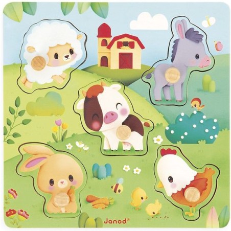 Puzzle tactile Ferme - Jouet en bois - Janod