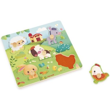 Puzzle tactile Ferme - Jouet en bois - Janod