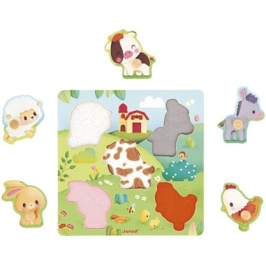 Puzzle tactile Ferme - Jouet en bois - Janod